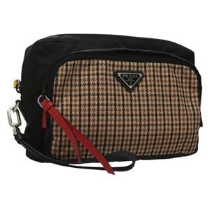 PRADA Clutch Bag Nylon Black Silver Auth 135925